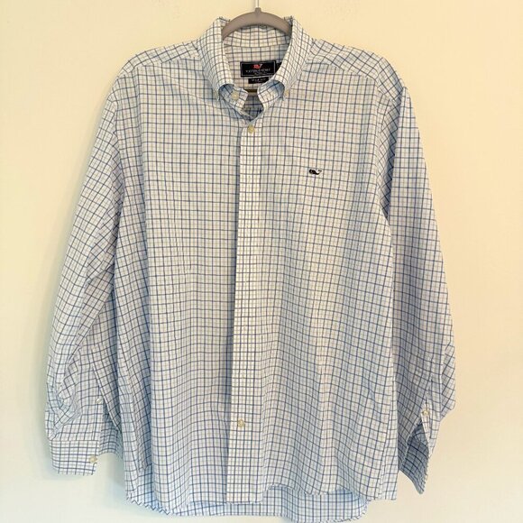 Vineyard Vines Men’s Whale Shirt – Blue Check Pattern - Picture 1 of 4